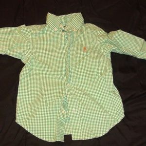 Ralph Lauren kids button up green plaid button up